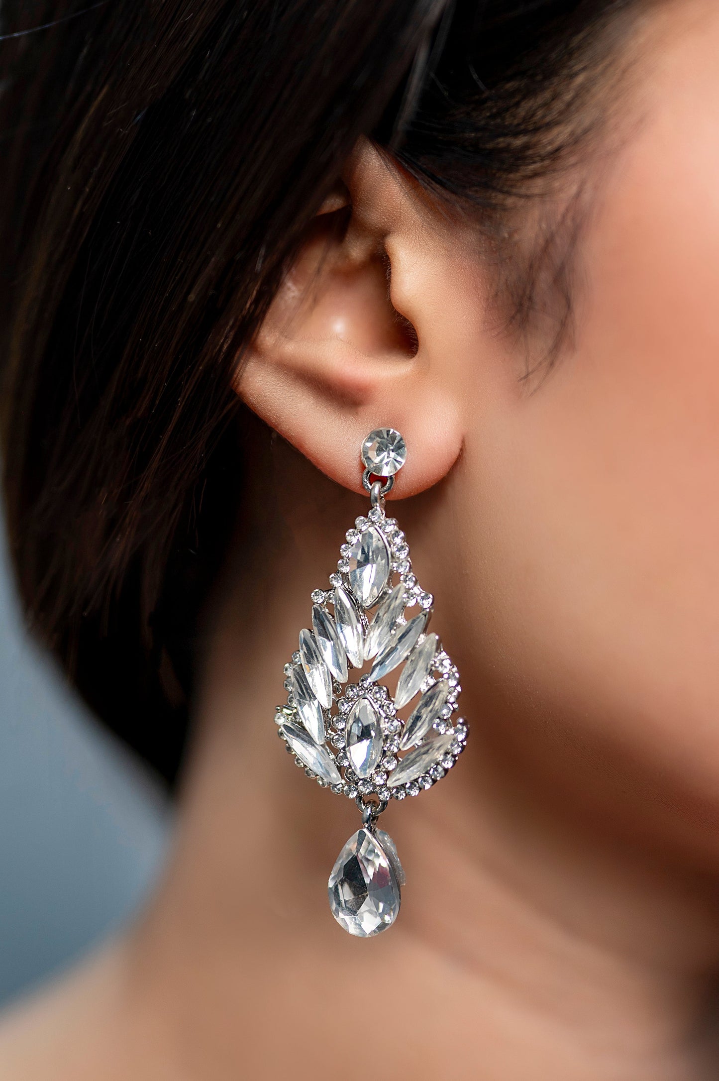 Crystal Cascade Teardrop Earrings