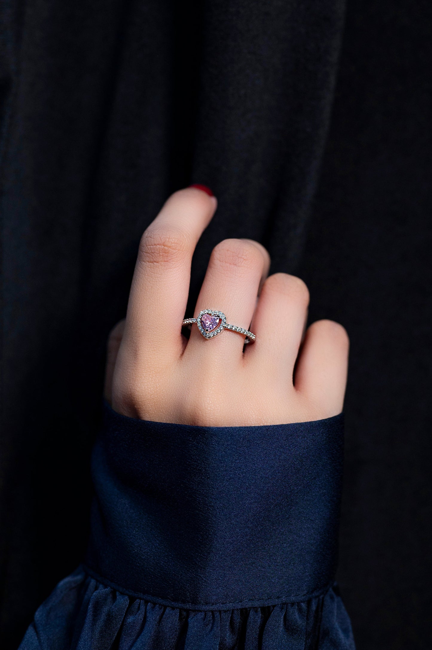 Pink Heart Crystal Ring