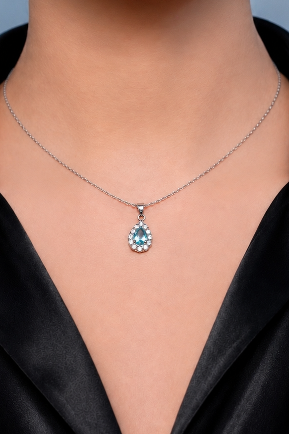 Sky Blue Crystal Teardrop