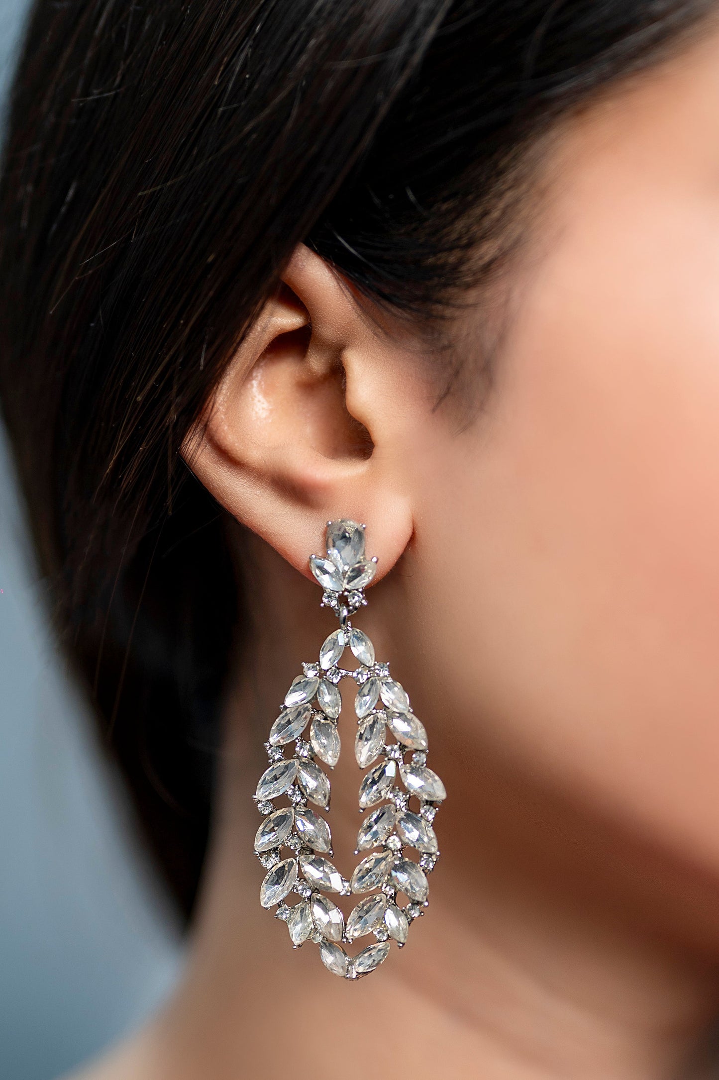Crystal Leaf Drop Earrings