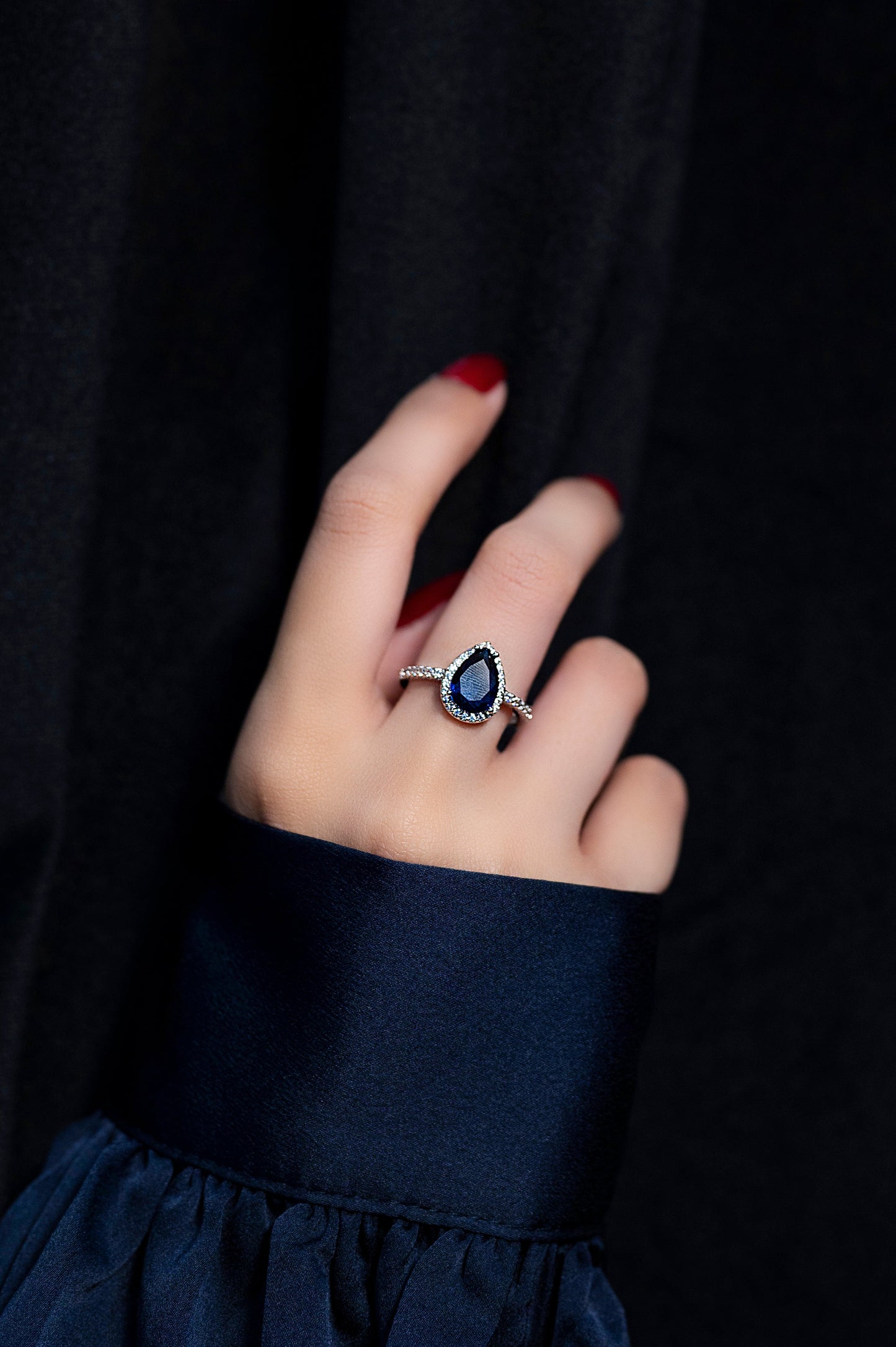 Midnight Teardrop Ring