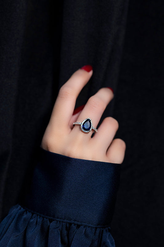 Midnight Teardrop Ring
