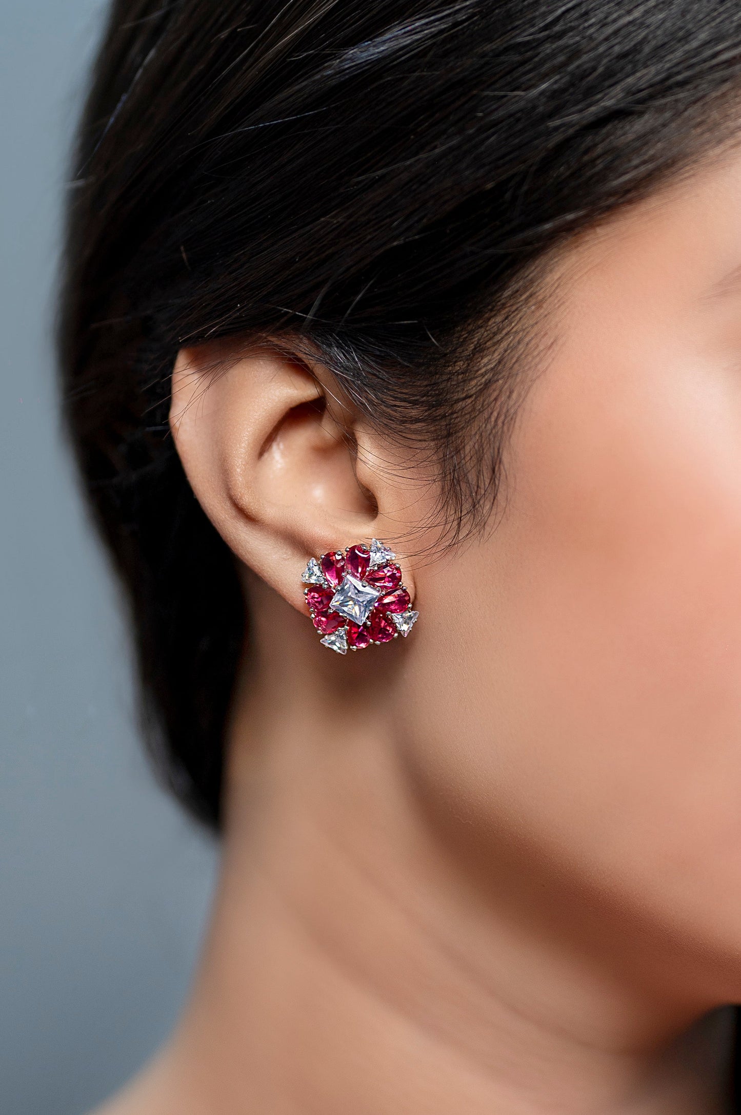 Ruby Bloom Crystal Earrings