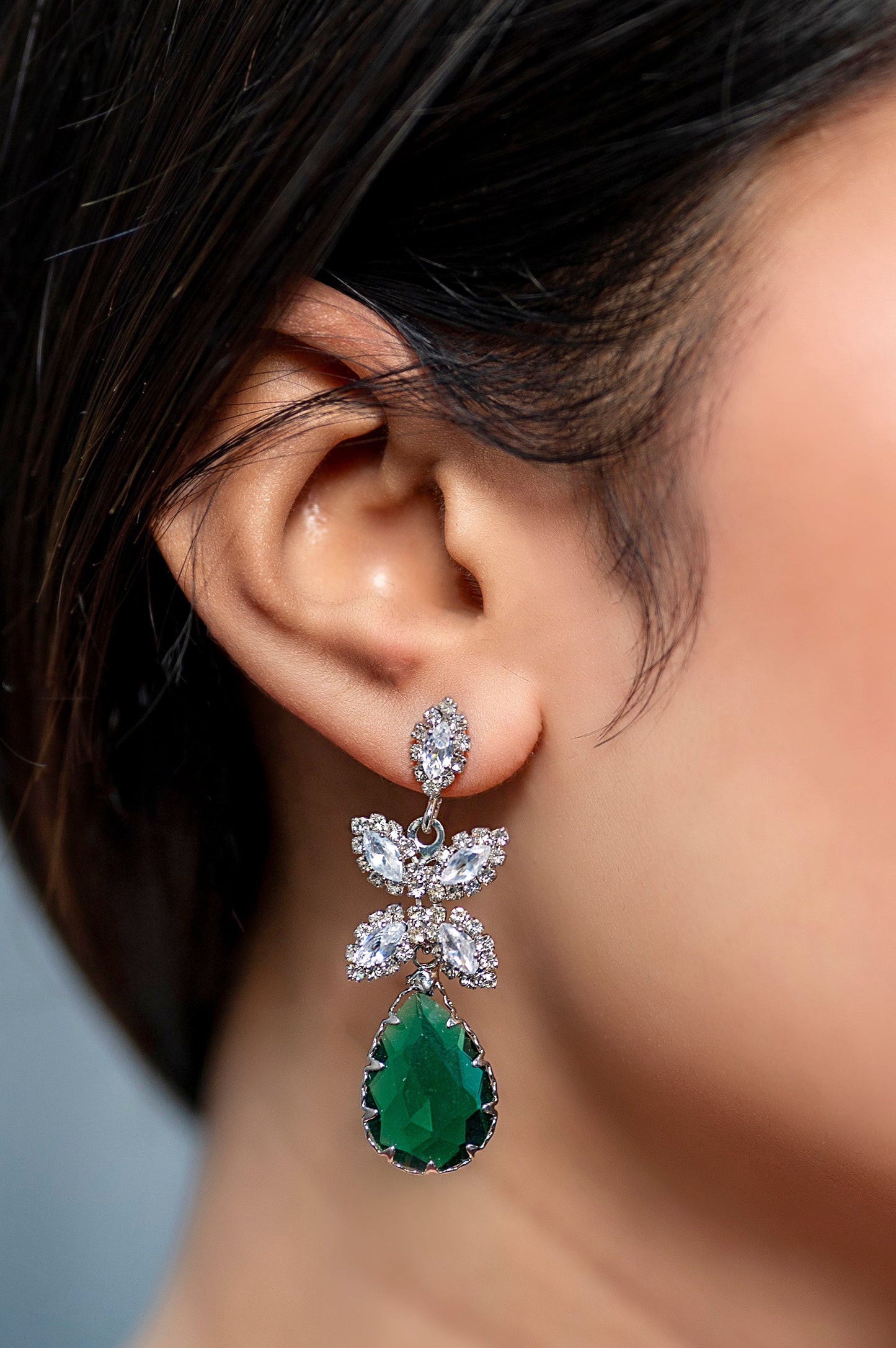 Emerald Blossom Drop Earrings